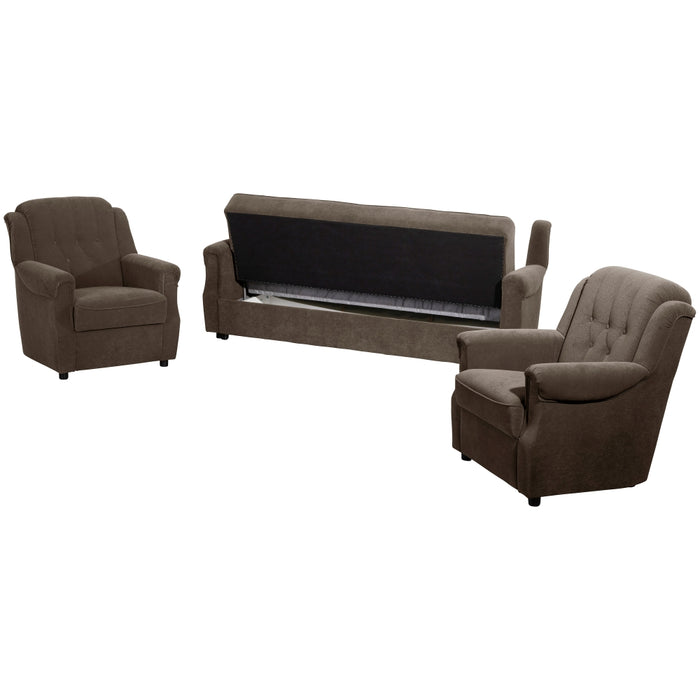 NEU Max Winzer | Freiburg | Sofa | Sofa 3-Sitzer mit Bettfunktion, Rücken unecht | Flockstoff | Füße Kunststoff Schwarz (Gleiter)