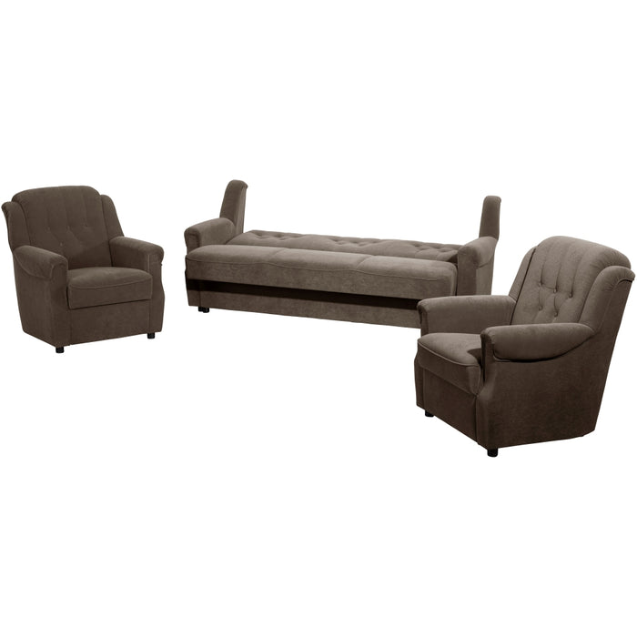 NEU Max Winzer | Freiburg | Sofa | Sofa 3-Sitzer mit Bettfunktion, Rücken unecht | Flockstoff | Füße Kunststoff Schwarz (Gleiter)