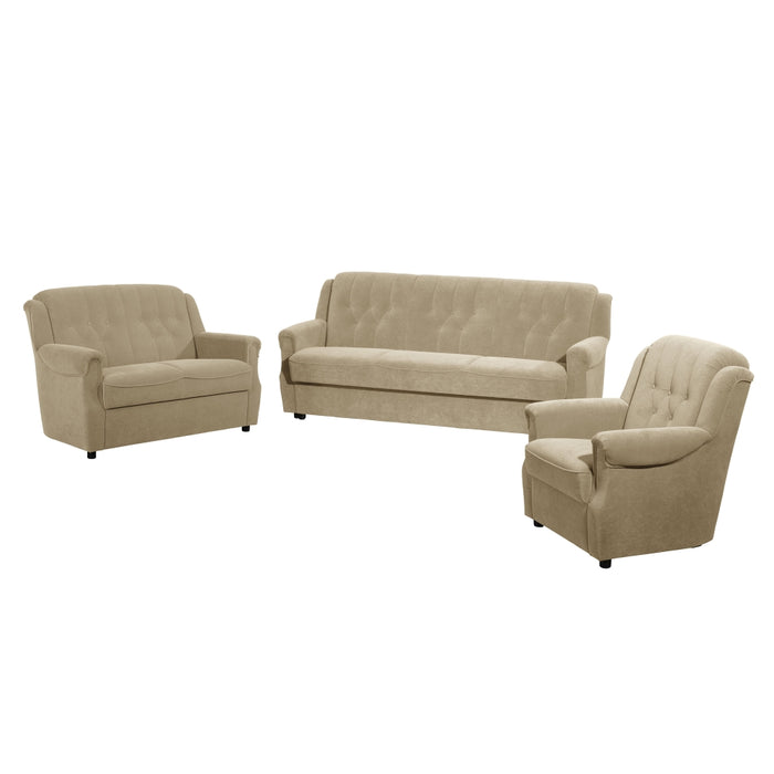 NEU Max Winzer | Freiburg | Sofa | Sofa 3-Sitzer / Sofa 2-Sitzer / Sessel | Flockstoff | Füße Kunststoff Schwarz (Gleiter)