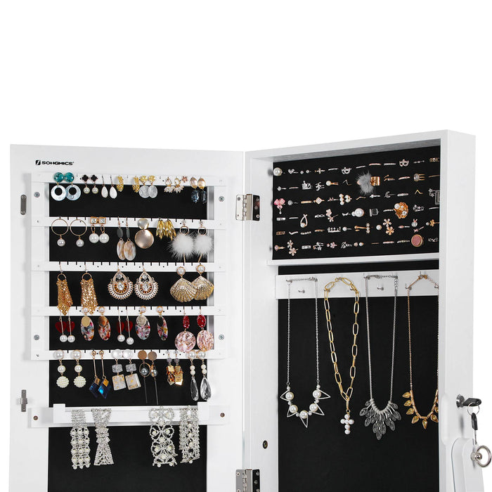 AUSLAUF SONGMICS | Jewellery Cabinet, Mirror Armoire, Standing Mirror, Full-Length Mirror, Lockable Jewellery Organiser, Gift Idea, weiß JJC69WT