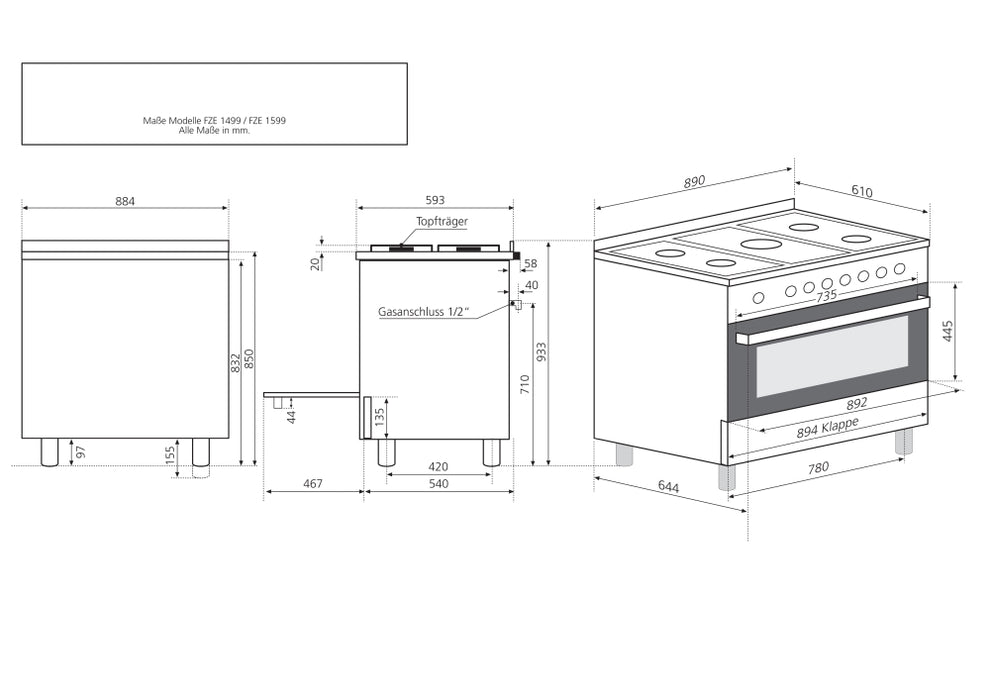 1599 24 | Kochzentrum Gas-Elektro FZE159924