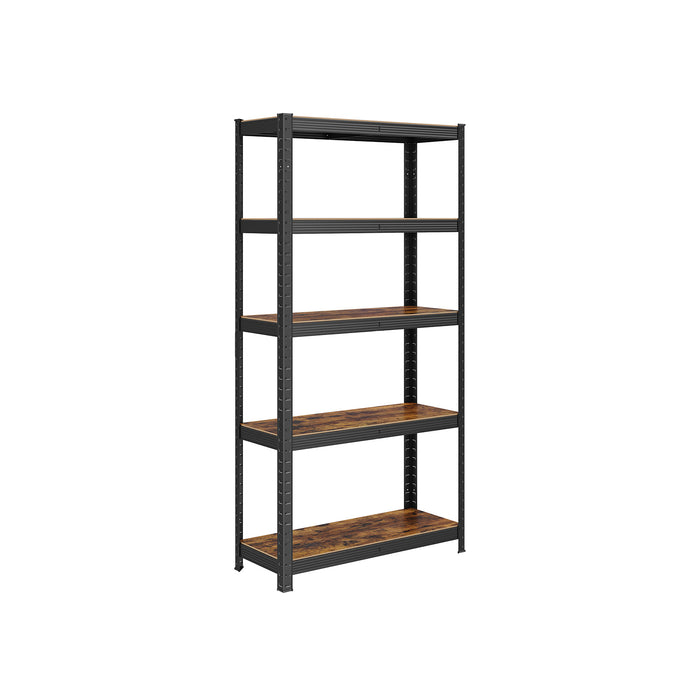 AUSLAUF SONGMICS | Shelving Unit, 30 x 75 x 150 cm, 650 kg Load Capacity (130 kg per Shelf), Industrial, Adjustable Storage Shelves, for Living Room, Kitchen, Garage, rustikal braun und Black GLR030B01