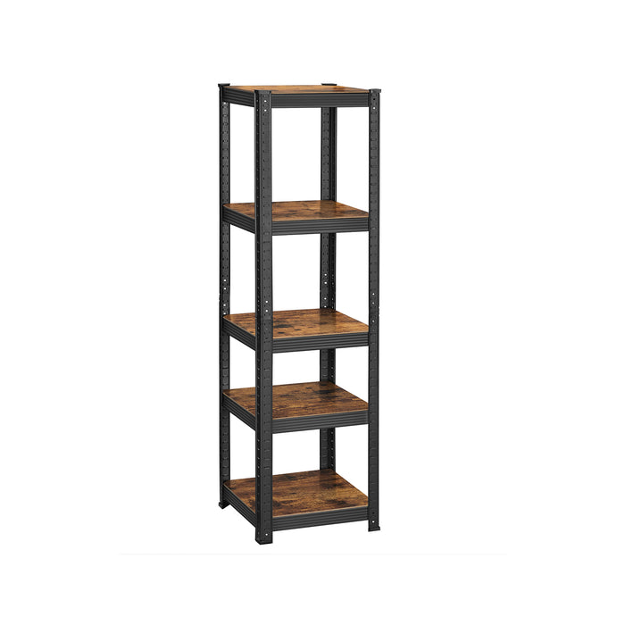 AUSLAUF SONGMICS | Shelving Unit, 37 x 37 x 150 cm, 400 kg Load Capacity (80 kg per Shelf), Industrial, Adjustable Storage Shelves, for Living Room, Kitchen, Garage, rustikal braun und Black GLR037B01