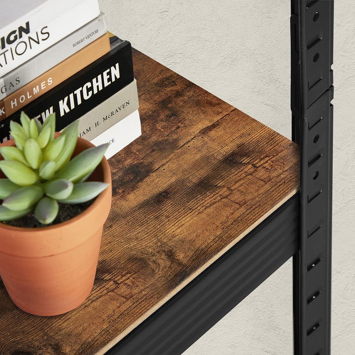 AUSLAUF SONGMICS | Shelving Unit, 37 x 37 x 150 cm, 400 kg Load Capacity (80 kg per Shelf), Industrial, Adjustable Storage Shelves, for Living Room, Kitchen, Garage, rustikal braun und Black GLR037B01