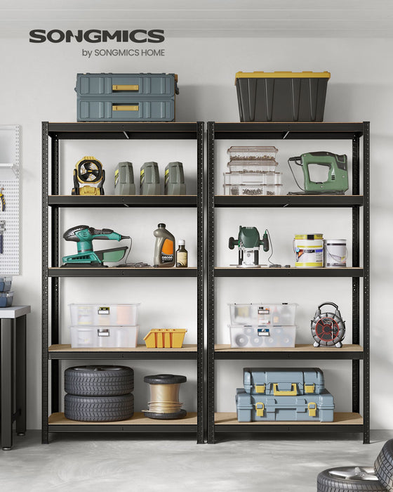 AUSLAUF SONGMICS | 5-Tier Shelving Unit, Steel Shelving Unit for Storage, Tool-Free Assembly, for Garage, Shed, Load Capacity 600 kg, 50 x 100 x 200 cm, Black GLR050B01