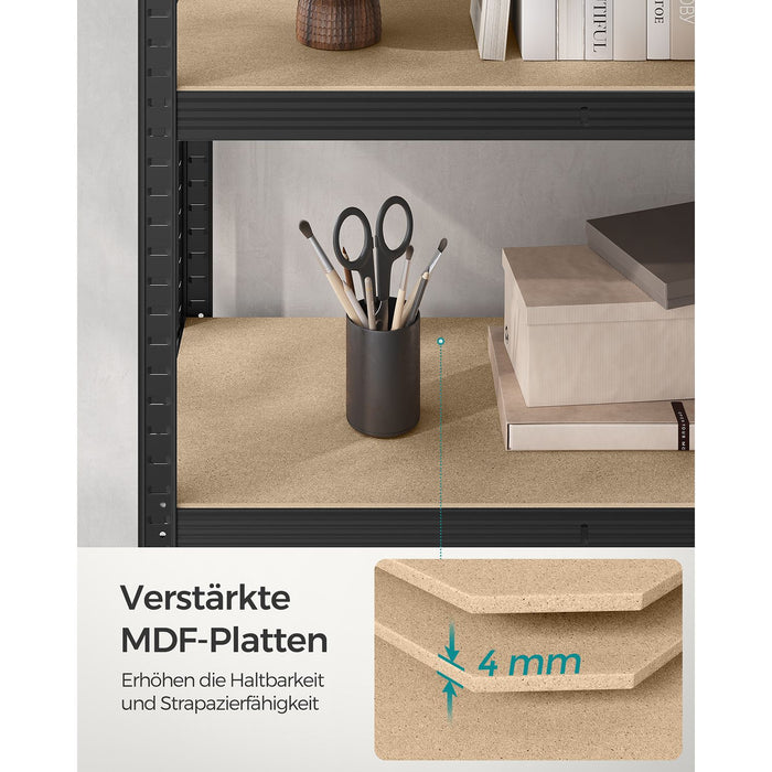 AUSLAUF SONGMICS | 5-Tier Shelving Units, Set of 2 Steel Shelving Units for Storage, Tool-Free Assembly, for Garage, Shed, Load Capacity 600 kg, 50 x 100 x 200 cm, Black GLR050B02