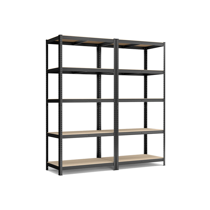 AUSLAUF SONGMICS | 5-Tier Shelving Units, Set of 2 Steel Shelving Units for Storage, Tool-Free Assembly, for Garage, Shed, Load Capacity 600 kg, 50 x 100 x 200 cm, Black GLR050B02