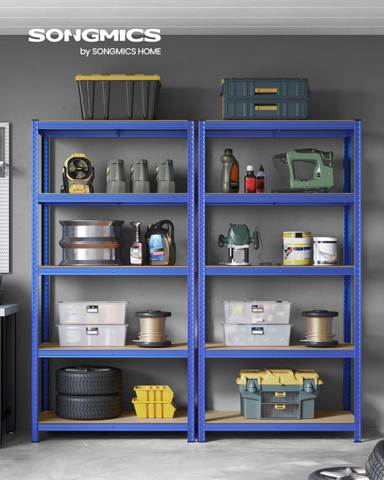 AUSLAUF SONGMICS | 5-Tier Shelving Unit, Steel Shelving Unit for Storage, Tool-Free Assembly, for Garage, Shed, Load Capacity 600 kg, 50 x 100 x 200 cm, Blue GLR050Q01
