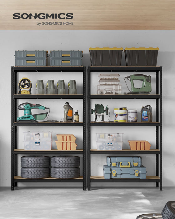 AUSLAUF SONGMICS | 5-Tier Shelving Unit, Steel Shelving Unit for Storage, Tool-Free Assembly, for Garage, Shed, Load Capacity 875 kg, 60 x 120 x 200 cm, Black GLR060B01