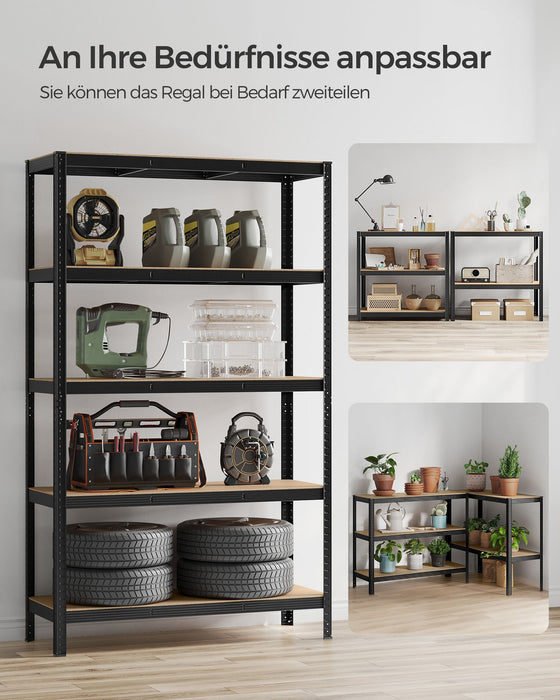 AUSLAUF SONGMICS | 5-Tier Shelving Unit, Steel Shelving Unit for Storage, Tool-Free Assembly, for Garage, Shed, Load Capacity 875 kg, 60 x 120 x 200 cm, Black GLR060B01