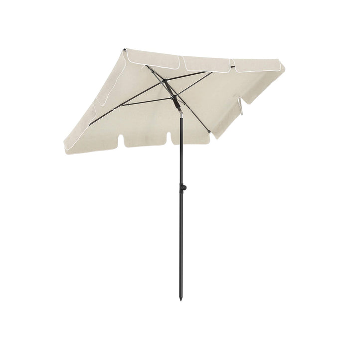 AUSLAUF SONGMICS | Rectangular Balcony Parasol 1.8 x 1.25 m, UPF 50+ Protection, Tilting Sunshade, PA-Coated Canopy, Carrying Bag, Garden Terrace, Base Not Included, Beige GPU180M01