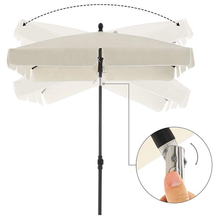 AUSLAUF SONGMICS | Rectangular Balcony Parasol 1.8 x 1.25 m, UPF 50+ Protection, Tilting Sunshade, PA-Coated Canopy, Carrying Bag, Garden Terrace, Base Not Included, Beige GPU180M01