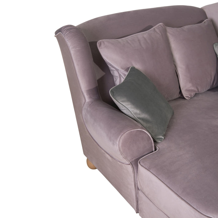 Harvard | Big-Sessel inkl. 4 Zierkissen 2x 55x55 und 2x 40x40cm | Samtvelours | Rosé Mit 2x Grauen Kissen (40x40cm)