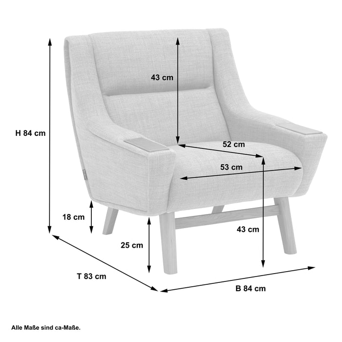 Helga | Sessel | Flachgewebe | Hellgrau