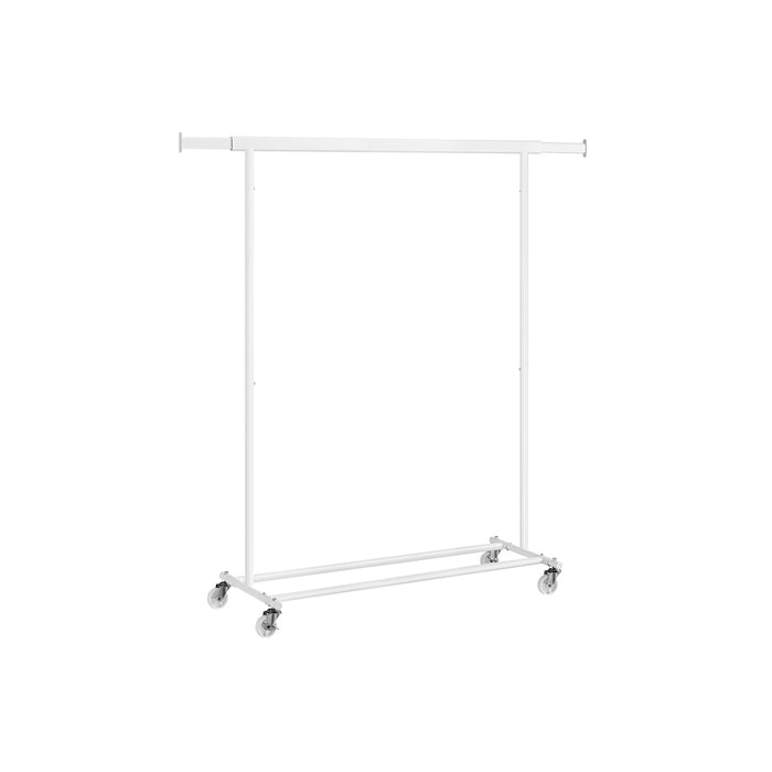 AUSLAUF SONGMICS | Clothes Rack on Wheels, stabil Clothes Rail, with Extendable Hanging Rail, 90 kg Load Capacity, Easy Assembly, tragbar, Classic weiß HSR013W01