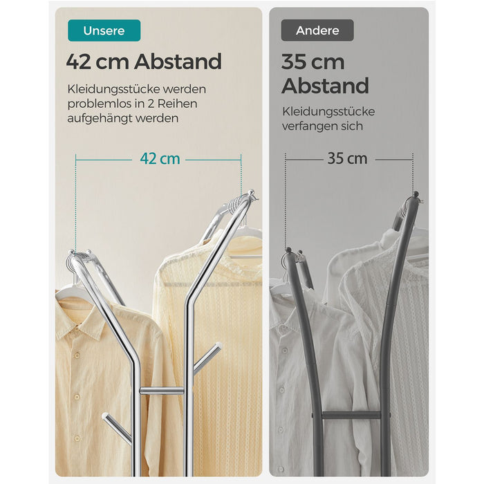 NEU | SONGMICS | Kleiderständer auf Rollen mit 2 Kleiderstangen silbern