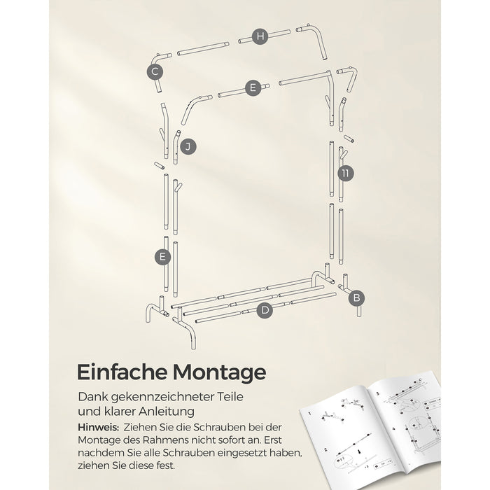 NEU | SONGMICS | Kleiderständer auf Rollen mit 2 Kleiderstangen silbern