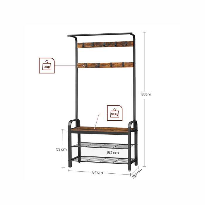 NEU | VASAGLE | Garderobenständer mit 3 Ablagen