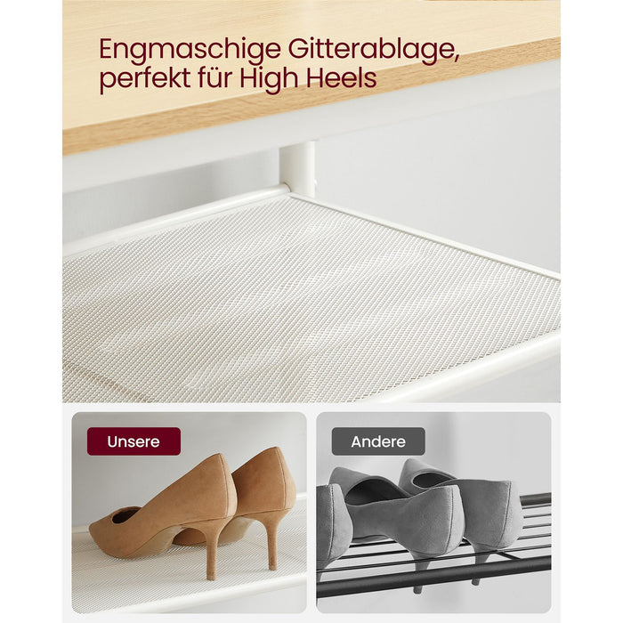 AUSLAUF VASAGLE | Coat Rack Stand with Shoe Storage, Hall Tree with Mirror, Hooks, Bench, und Shoe Shelves, 35 x 98 x 180 cm, Hallway Bedroom Entryway, Modern Style, Oak Colour und weiß HSR415W09