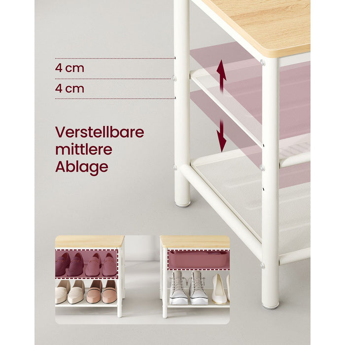 AUSLAUF VASAGLE | Coat Rack Stand with Shoe Storage, Hall Tree with Mirror, Hooks, Bench, und Shoe Shelves, 35 x 98 x 180 cm, Hallway Bedroom Entryway, Modern Style, Oak Colour und weiß HSR415W09