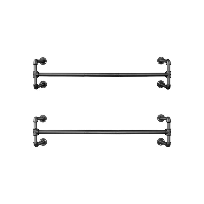 AUSLAUF SONGMICS | Wall-Mounted Clothes Rack, Set of 2, Industrial Pipe Clothes Hanging Bar, Space-Saving, 110 x 30 x 29.3 cm, Each Holds up to 60 kg, for Small Space, Black HSR64BK-02