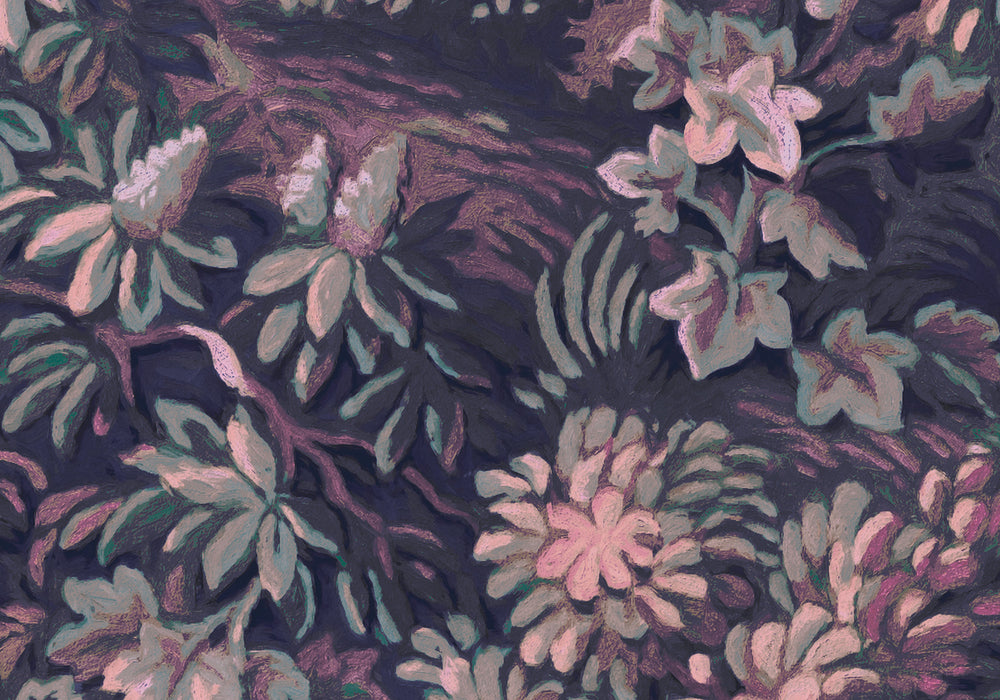 Digitaldruck Vlies Fototapete | Botanique Aubergine | 300 x 280 cm