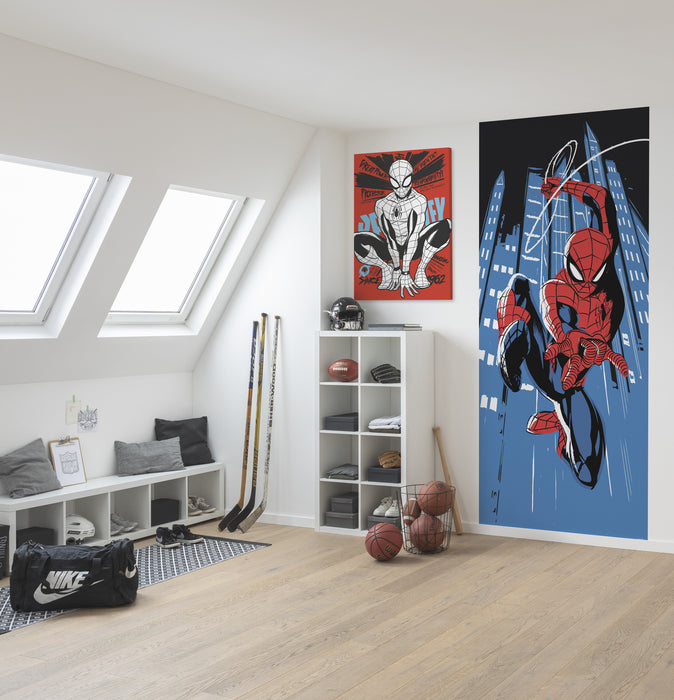 Digitaldruck Vlies Fototapete | Spider | Man Rooftop | Rockin‘ | 100 x 250 cm