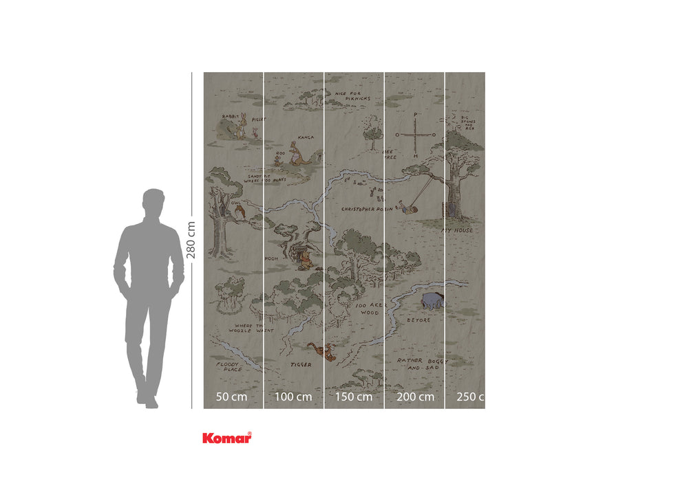 Digitaldruck Vlies Fototapete | Winnie the Pooh Map | 200 x 240 cm