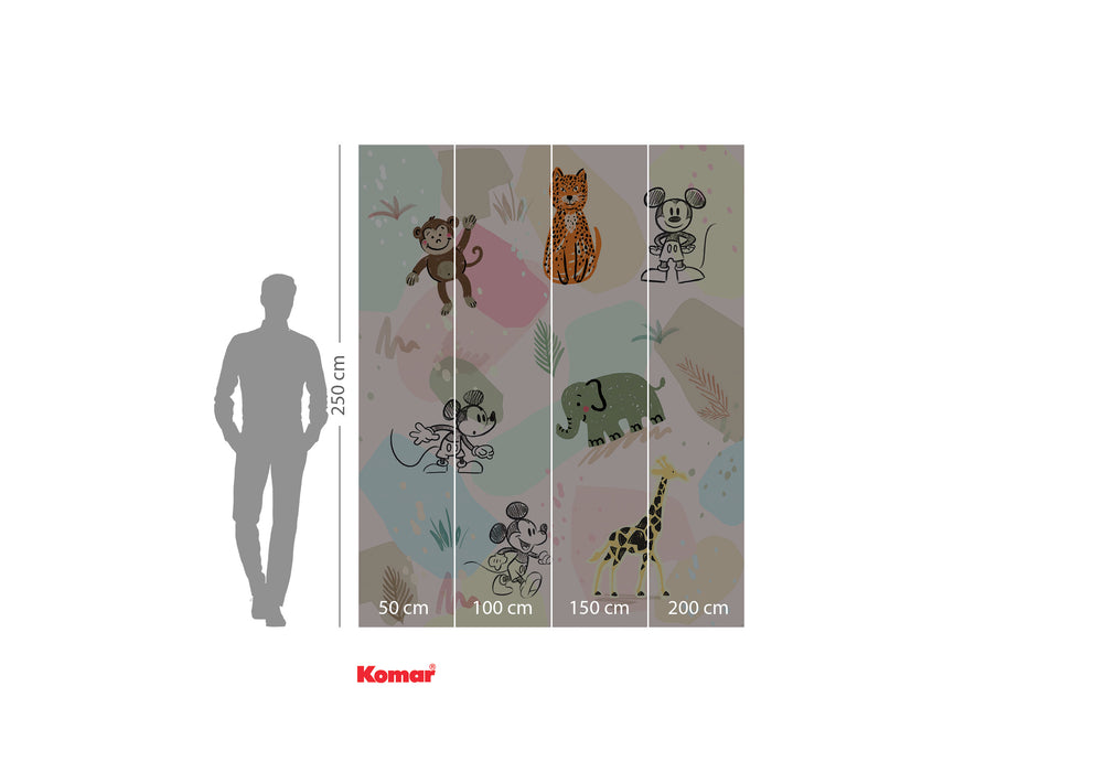 Komar NEU | Digitaldruck Vlies Fototapete - Mickey Safari - Größe 200 x 250 cm