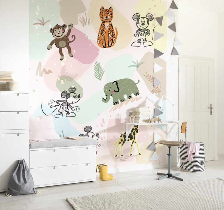 Komar NEU | Digitaldruck Vlies Fototapete - Mickey Safari - Größe 200 x 250 cm