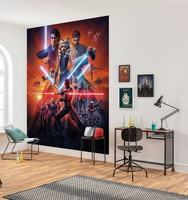 Komar NEU | Digitaldruck Vlies Fototapete - Star Wars Clone Wars Mission - Größe 200 x 250 cm