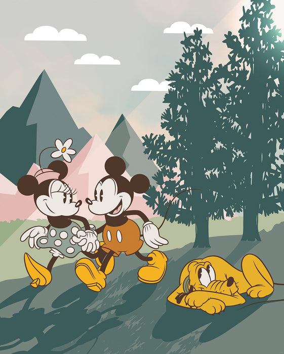 Komar NEU | Digitaldruck Vlies Fototapete - Mickey & Minnie Embrace Nature - Größe 200 x 250 cm