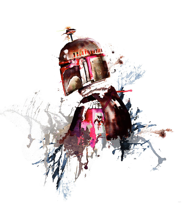 Digitaldruck Vlies Fototapete | Star Wars Watercolor Boba Fett | 250 x 280 cm