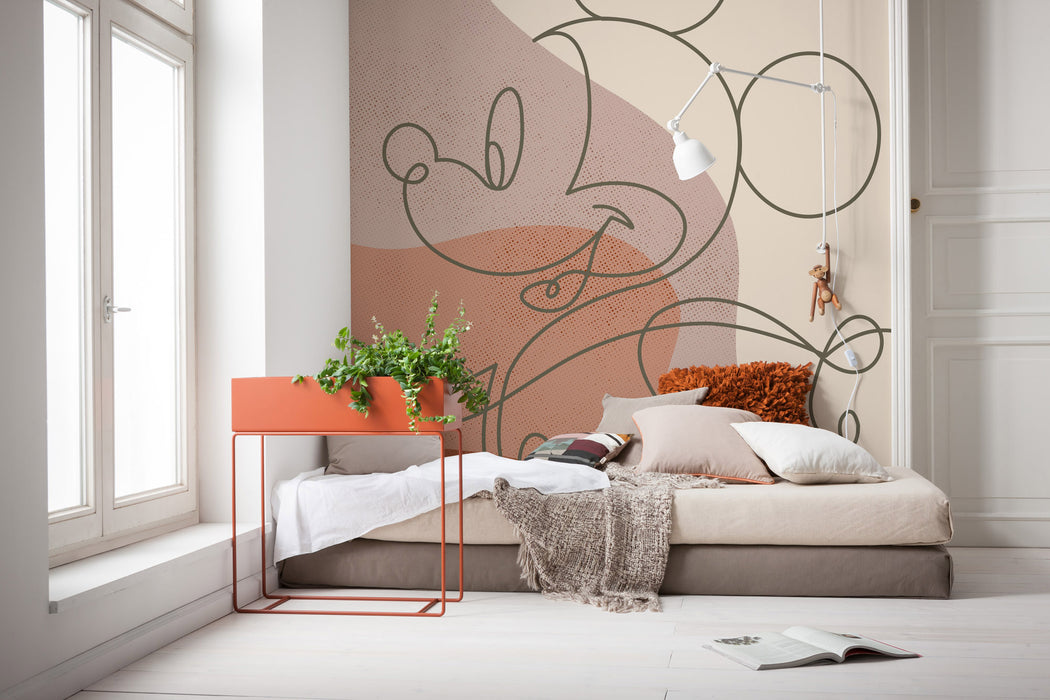 Digitaldruck Vlies Fototapete | Mickey Line Drawing | 250 x 280 cm