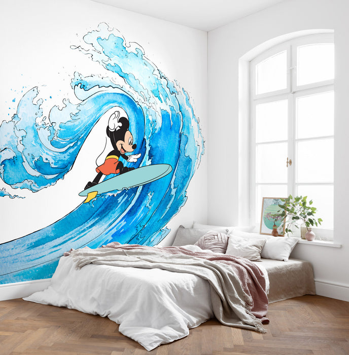 Digitaldruck Vlies Fototapete | Mickey Surfing | 300 x 280 cm