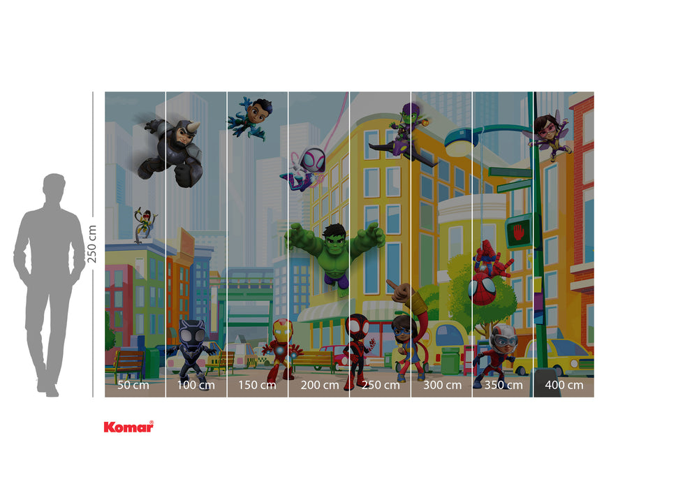 Komar NEU | Digitaldruck Vlies Fototapete - Spidey Sightseeing Tour with Friends - Größe 400 x 250 cm
