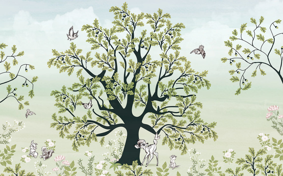 Komar NEU | Digitaldruck Vlies Fototapete - Bambi Forest Friends - Größe 400 x 250 cm