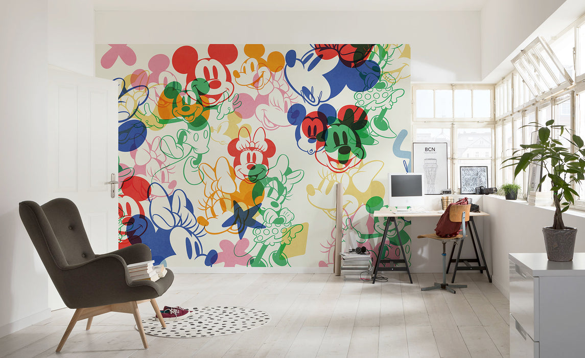 Komar NEU | Digitaldruck Vlies Fototapete - Mickey and Minnie Mixture - Größe 400 x 250 cm