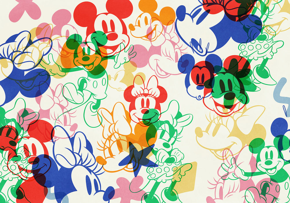 Komar NEU | Digitaldruck Vlies Fototapete - Mickey and Minnie Mixture - Größe 400 x 250 cm