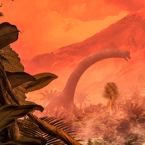 Digitaldruck Vlies Fototapete | Brachiosaurus Panorama | 500 x 280 cm