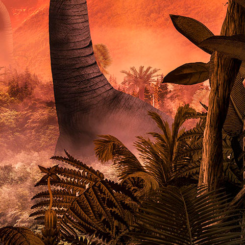 Digitaldruck Vlies Fototapete | Brachiosaurus Panorama | 500 x 280 cm