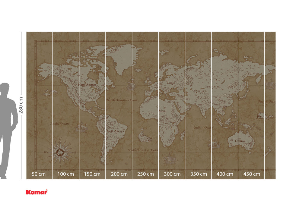 Digitaldruck Vlies Fototapete | Vintage World Map | 500 x 280 cm