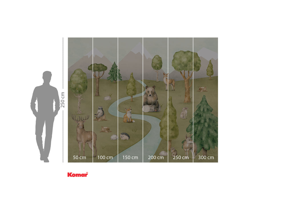 Komar NEU | Digitaldruck Vlies Fototapete - Neighbor-wood Meetings - Größe 300 x 250 cm