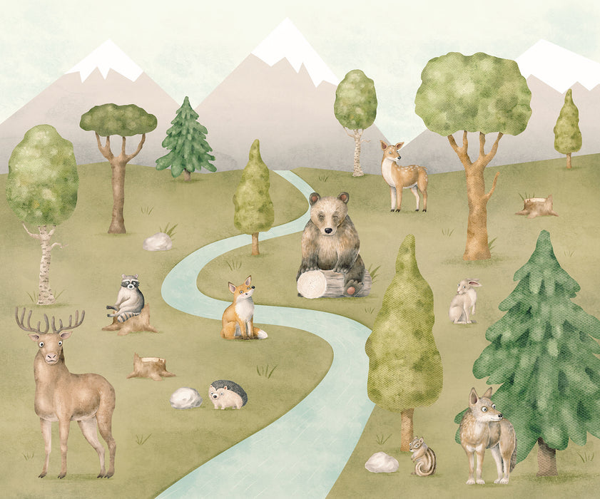 Komar NEU | Digitaldruck Vlies Fototapete - Neighbor-wood Meetings - Größe 300 x 250 cm