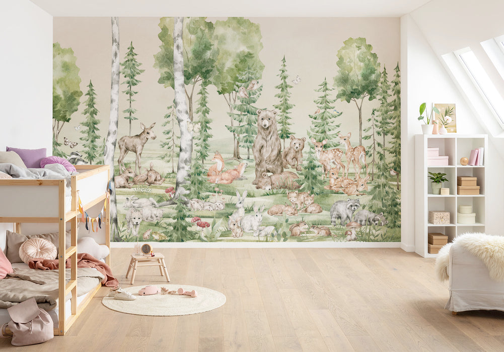 Komar NEU | Digitaldruck Vlies Fototapete - Cuddly Buddies - Größe 400 x 250 cm