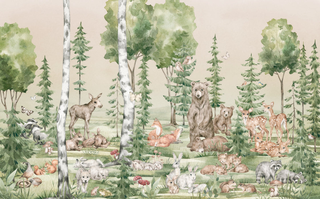 Komar NEU | Digitaldruck Vlies Fototapete - Cuddly Buddies - Größe 400 x 250 cm