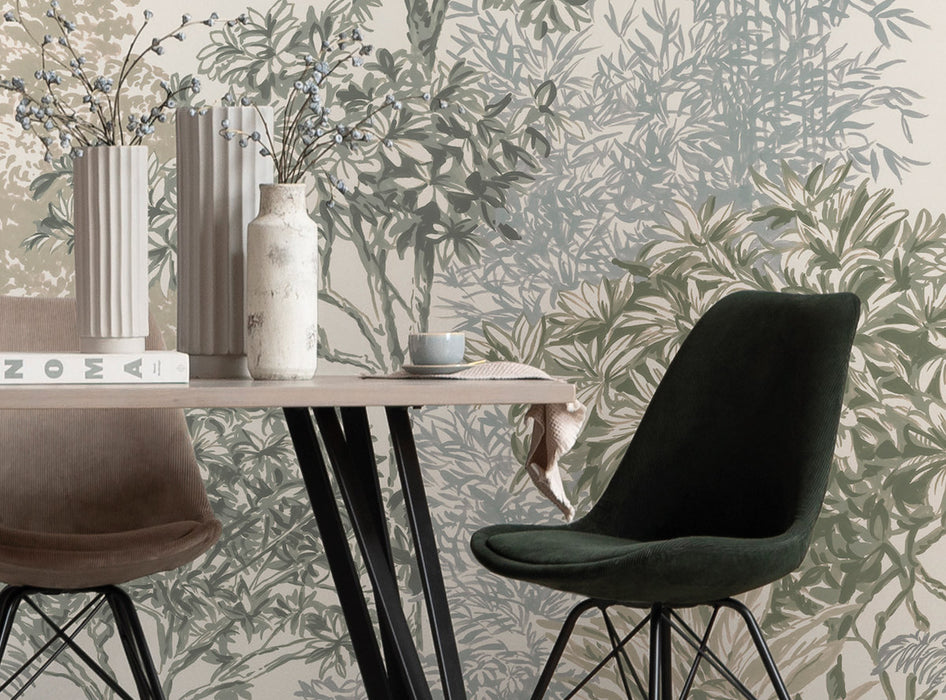 Komar NEU | Digitaldruck Vlies Fototapete - Painted Palms - Größe 300 x 250 cm