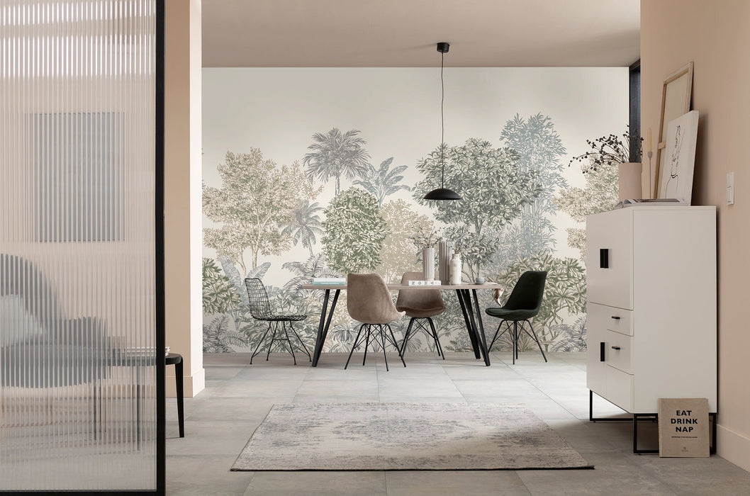 Digitaldruck Vlies Fototapete | Painted Palms | 300 x 250 cm