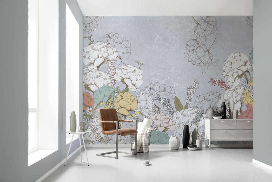 Komar NEU | Digitaldruck Vlies Fototapete - Planting Peonies - Größe 400 x 250 cm