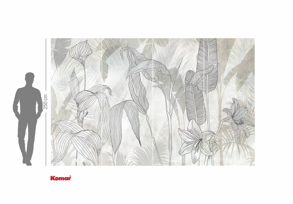 Komar NEU | Digitaldruck Vlies Fototapete - Linierte Lilien - Größe 400 x 250 cm